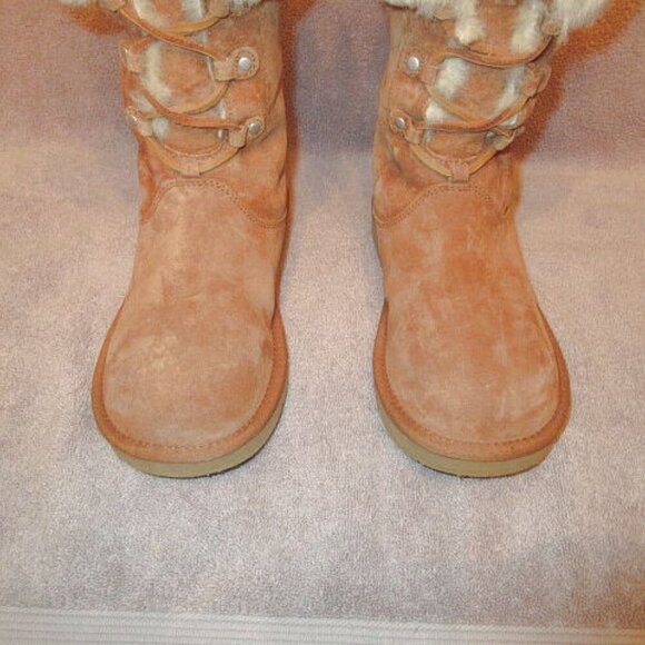 UGG Australia Montclair Winter Boots Size 7 Sheepskin Lace Up Suede Mid Calf - Picture 5 of 12